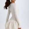 Rochie mini Tallou din modal, cu talie coborâtă și tiv bufant, în culoarea ivoriu Rochie mini Tallou din modal, cu talie coborâtă și tiv bufant, în culoarea ivoriu