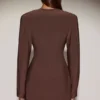 Rochie mini tip blazer cu un singur rând de nasturi Azelie, culoare maro ciocolată Rochie mini tip blazer cu un singur rând de nasturi Azelie, culoare maro ciocolată