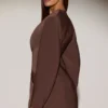 Rochie mini tip blazer cu un singur rând de nasturi Azelie, culoare maro ciocolată Rochie mini tip blazer cu un singur rând de nasturi Azelie, culoare maro ciocolată