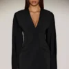 Rochie mini tip blazer cu un singur rând de nasturi Azelie, negru Rochie mini tip blazer cu un singur rând de nasturi Azelie, negru