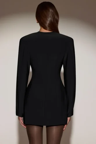 Rochie mini tip blazer cu un singur rând de nasturi Azelie, negru