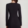 Rochie mini tip blazer structurată cu un singur rând de nasturi Samantae, negru