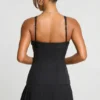Rochie mini tip kilt din twill periat, cu talie coborâtă, de la Clover, în culoarea neagră