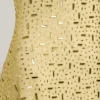 Rochie mini transparentă cu decolteu pătrat și ornamente Averie, în culoarea galben