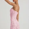 Rochie mini transparentă cu decolteu pătrat și ornamente Averie, în roz Rochie mini transparentă cu decolteu pătrat și ornamente Averie, în roz