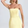 Rochie mini tulipă structurată cu bretele Haisley, culoare Lemon Sherbet Rochie mini tulipă structurată cu bretele Haisley, culoare Lemon Sherbet