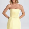 Rochie mini tulipă structurată cu bretele Haisley, culoare Lemon Sherbet Rochie mini tulipă structurată cu bretele Haisley, culoare Lemon Sherbet