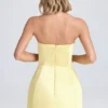 Rochie mini tulipă structurată cu bretele Haisley, culoare Lemon Sherbet Rochie mini tulipă structurată cu bretele Haisley, culoare Lemon Sherbet
