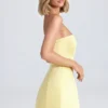 Rochie mini tulipă structurată cu bretele Haisley, culoare Lemon Sherbet Rochie mini tulipă structurată cu bretele Haisley, culoare Lemon Sherbet