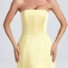 Rochie mini tulipă structurată cu bretele Haisley, culoare Lemon Sherbet Rochie mini tulipă structurată cu bretele Haisley, culoare Lemon Sherbet