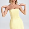 Rochie mini tulipă structurată cu bretele Haisley, culoare Lemon Sherbet Rochie mini tulipă structurată cu bretele Haisley, culoare Lemon Sherbet