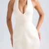 Rochie mini tulip structurată cu gât halter Harmonia, culoare ivoriu Rochie mini tulip structurată cu gât halter Harmonia, culoare ivoriu
