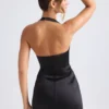 Rochie mini tulipă structurată cu gât halter Harmonia, în negru Rochie mini tulipă structurată cu gât halter Harmonia, în negru