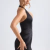 Rochie mini tulipă structurată cu gât halter Harmonia, în negru Rochie mini tulipă structurată cu gât halter Harmonia, în negru