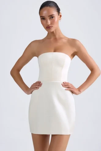 Rochie mini tulipă structurată Haisley Bandeau, culoare ivoriu Rochie mini tulipă structurată Haisley Bandeau, culoare ivoriu