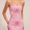 Rochie mini Valley cu imprimeu în formă de inimă și perle, în roz Rochie mini Valley cu imprimeu în formă de inimă și perle, în roz