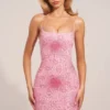 Rochie mini Valley cu imprimeu în formă de inimă și perle, în roz Rochie mini Valley cu imprimeu în formă de inimă și perle, în roz
