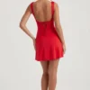 Rochie mini Violetta cu spate legat, în roșu Rochie mini Violetta cu spate legat, în roșu