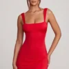 Rochie mini Violetta cu spate legat, în roșu Rochie mini Violetta cu spate legat, în roșu