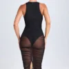 Rochie Safira Ruched Plunge Midaxi în negru Rochie Safira Ruched Plunge Midaxi în negru