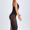 Rochie Safira Ruched Plunge Midaxi în negru Rochie Safira Ruched Plunge Midaxi în negru