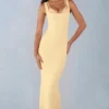 Rochie Sorelle din modal cu bordură din dantelă, lungime midi, în culoarea galben unt Rochie Sorelle din modal cu bordură din dantelă, lungime midi, în culoarea galben unt
