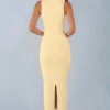Rochie Sorelle din modal cu bordură din dantelă, lungime midi, în culoarea galben unt Rochie Sorelle din modal cu bordură din dantelă, lungime midi, în culoarea galben unt