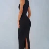 Rochie Sorelle din modal cu bordură din dantelă, lungime midi, negru