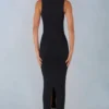 Rochie Sorelle din modal cu bordură din dantelă, lungime midi, negru