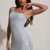 Rochie ultra mini asimetrică cu ornamente Kylie, în culoarea aqua Rochie ultra mini asimetrică cu ornamente Kylie, în culoarea aqua
