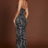 Rochie Velia cu guler tip cowl și decupaje, cu imprimeu șarpe argintiu Rochie Velia cu guler tip cowl și decupaje, cu imprimeu șarpe argintiu