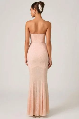 Rochie Vesna cu decolteu în formă de inimă și trenă în formă de pește, în nuanța Dusty Rose Rochie Vesna cu decolteu în formă de inimă și trenă în formă de pește, în nuanța Dusty Rose