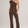 Salopetă Alouette din modal cu un singur umăr, în culoarea ciocolatiu Salopetă Alouette din modal cu un singur umăr, în culoarea ciocolatiu