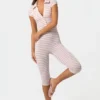 Salopetă capri din jersey cu nervuri, cu dungi roz Salopetă capri din jersey cu nervuri, cu dungi roz