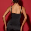 Salopetă corset din satin Romera, negru