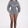 Salopetă cu mâneci lungi din tricot fin Moya, în culoarea gri Salopetă cu mâneci lungi din tricot fin Moya, în culoarea gri