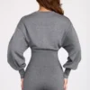 Salopetă cu mâneci lungi din tricot fin Moya, în culoarea gri Salopetă cu mâneci lungi din tricot fin Moya, în culoarea gri