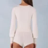 Salopetă cu mâneci lungi din tricot Ismera, culoare Ivory Salopetă cu mâneci lungi din tricot Ismera, culoare Ivory