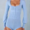 Salopetă cu mâneci lungi din tricot Ismera, în albastru deschis Salopetă cu mâneci lungi din tricot Ismera, în albastru deschis
