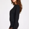 Salopetă Dara cu mâneci lungi și spate decupat, din modal, în culoarea negru Salopetă Dara cu mâneci lungi și spate decupat, din modal, în culoarea negru