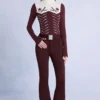 Salopetă de schi impermeabilă cu curea, în culoarea burgund Salopetă de schi impermeabilă cu curea, în culoarea burgund