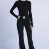 Salopetă de schi impermeabilă cu curea, în culoarea negru