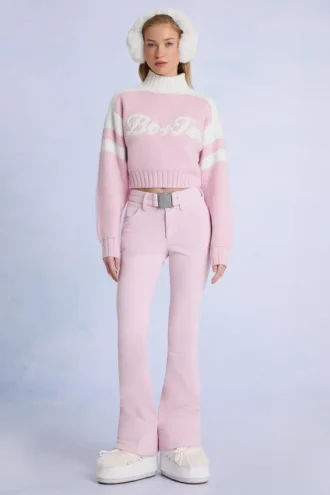 Salopetă de schi impermeabilă cu curea, în nuanța Powder Pink