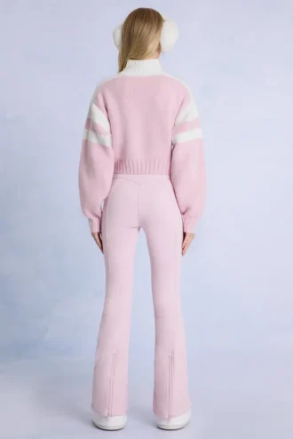Salopetă de schi impermeabilă cu curea, în nuanța Powder Pink