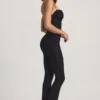 Salopetă evazată din dantelă cu detaliu fundă Arlena, negru Salopetă evazată din dantelă cu detaliu fundă Arlena, negru