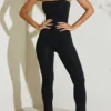 Salopetă fără bretele cu tiv evazat Jamila, negru Salopetă fără bretele cu tiv evazat Jamila, negru