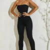 Salopetă fără bretele cu tiv evazat Jamila, negru Salopetă fără bretele cu tiv evazat Jamila, negru