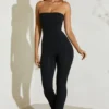 Salopetă fără bretele cu tiv evazat Jamila, negru Salopetă fără bretele cu tiv evazat Jamila, negru