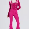 Salopetă impermeabilă cu talie înaltă și bretele, în roz magenta Salopetă impermeabilă cu talie înaltă și bretele, în roz magenta