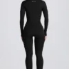 Salopetă lungă fără cusături Super Sculpt, negru